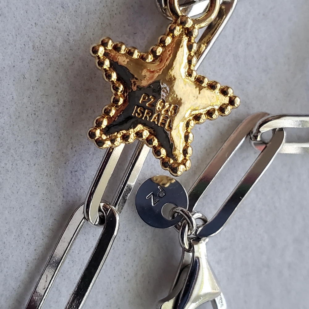 PZ Israel Sterling Paperclip Link Charm Bracelet - Picture 15 of 16
